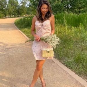Baby pink floral strappy mini dress